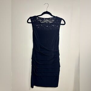 Valerie Bertinelli Black Dress with Lace Accent